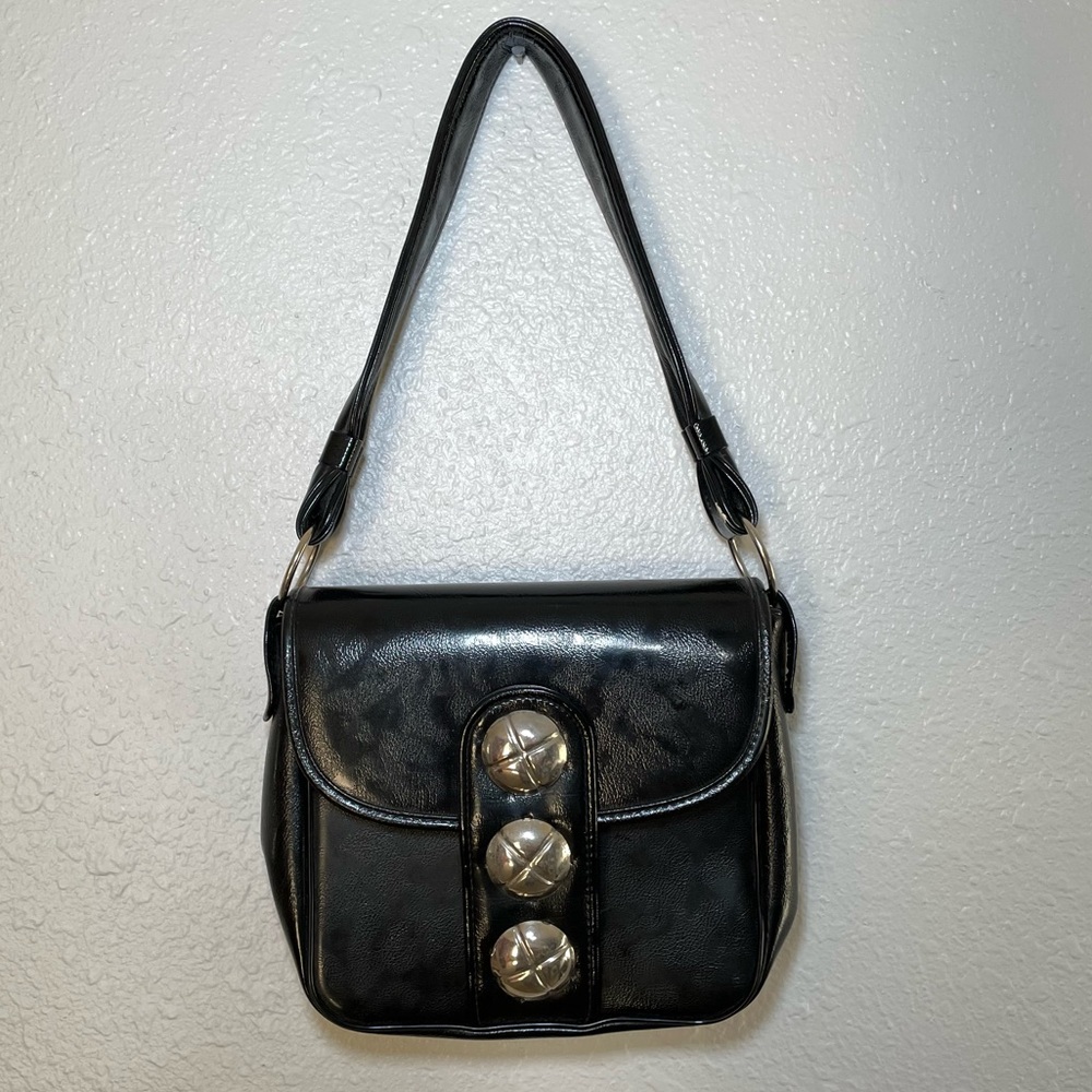 Vintage Fashion Black Handbag with Large Stud Detail